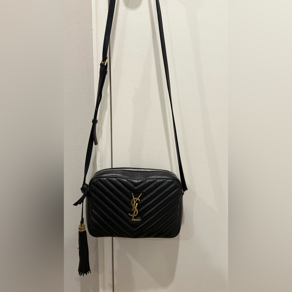 Yves Saint Laurent Black and Gold Crossbody Bag